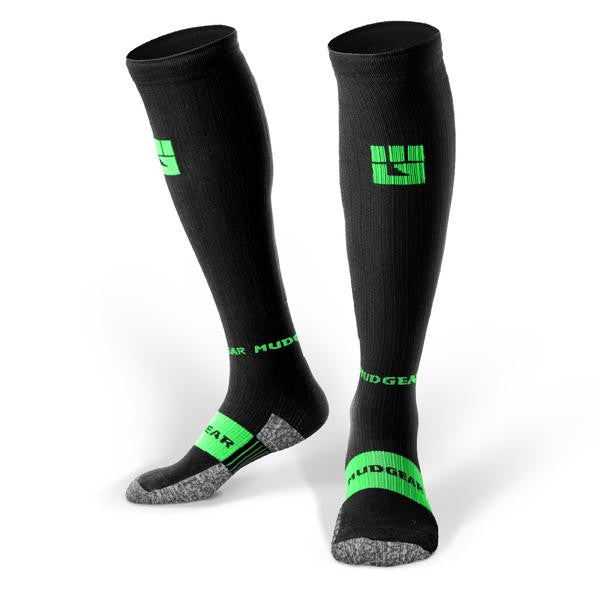 MudGear Compression Obstacle Race Socks (Black/Green)