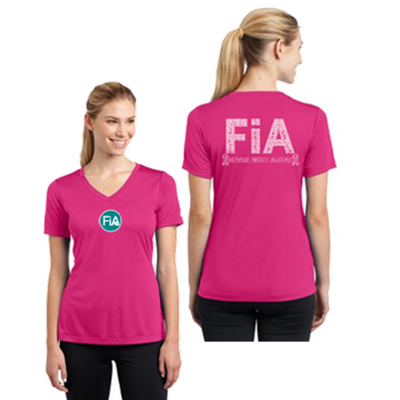 FiA Pink Ribbon Sport-Tek Women's Short Sleeve V-Neck Tee Pre-Order