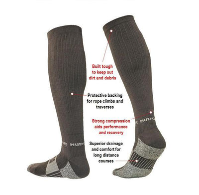MudGear Compression Obstacle Race Socks (Ruby Pink/Gray)