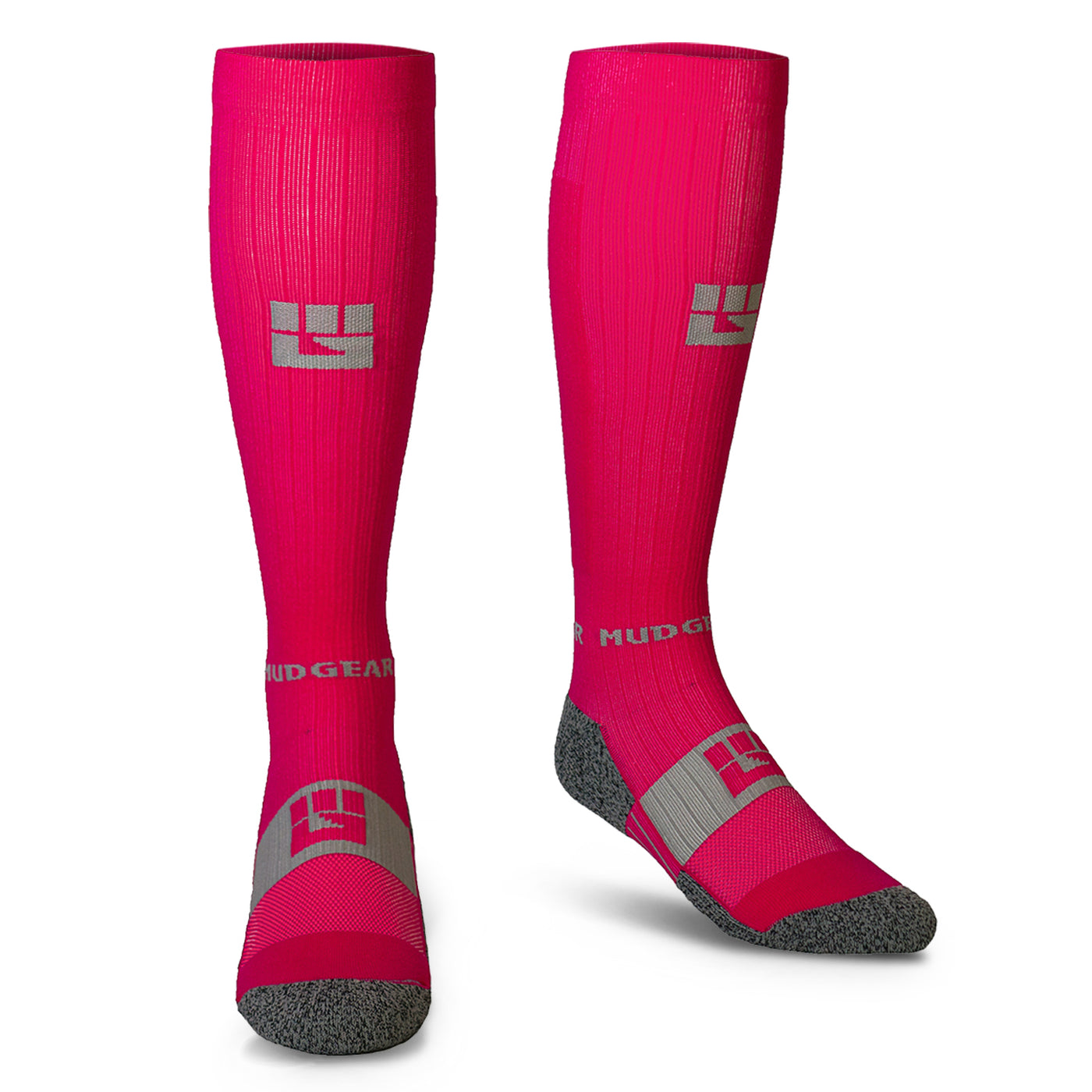 MudGear Compression Obstacle Race Socks (Ruby Pink/Gray)