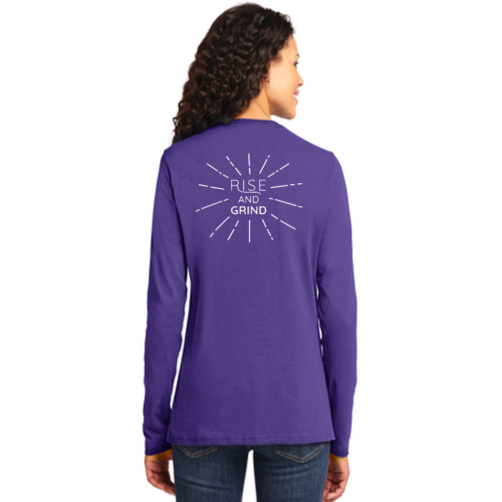 FiA Rise and Grind Port & Company Ladies Long Sleeve Core Cotton Tee Pre-Order