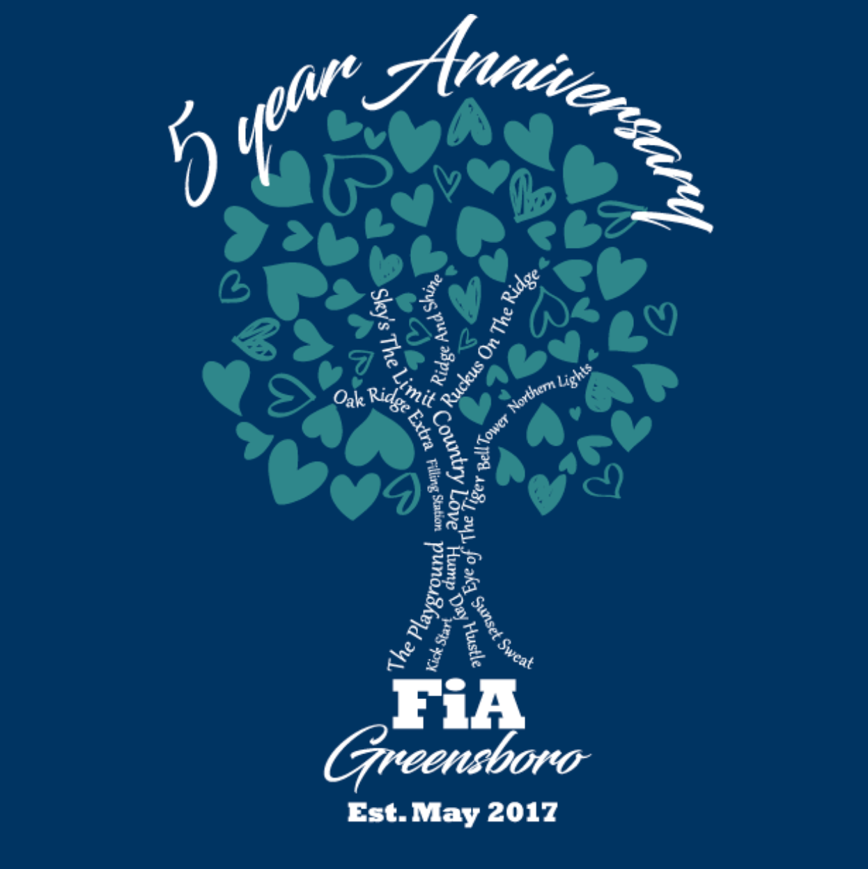 FiA Greensboro Anniversary Logo Pre-Order October 2022