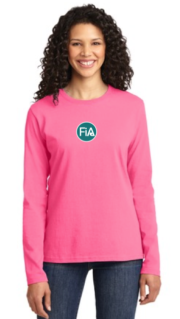 FiA Summerville 2016 Port & Company Ladies Long Sleeve Cotton Tee (Neon Pink) Pre-Order