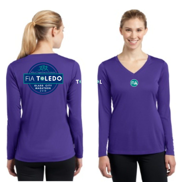 FiA Toledo: The Glass City Marathon Sport-Tek Ladies Long Sleeve Competitor V-Neck Tee Pre-Order