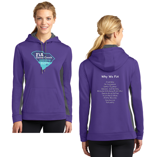 FiA Goose Creek: Why We FiA - Sport-Tek Ladies Sport-Wick Fleece Colorblock Hooded Pullover Pre-Order